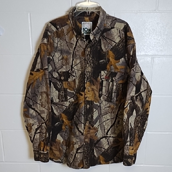Woodland Camouflage Button-Up Shirt jscket Heavy Brushed Denim Canvas - Picture 1 of 12
